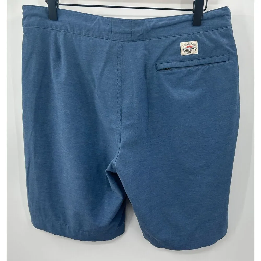 Faherty All Day Shorts Mens 32 Blue Heather Hybrid Performance Stretch Chino